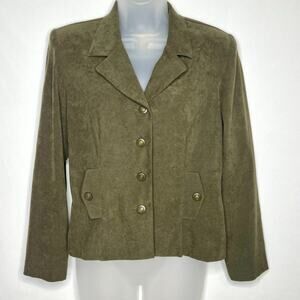 Vintage Maren Petite Dark Olive Suede Look Blazer
